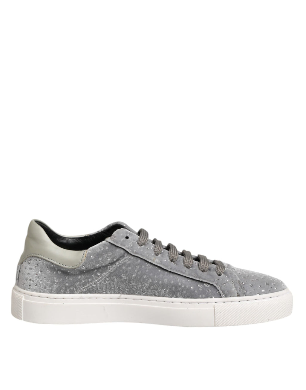 Grå mocka låga sneakers med snörning