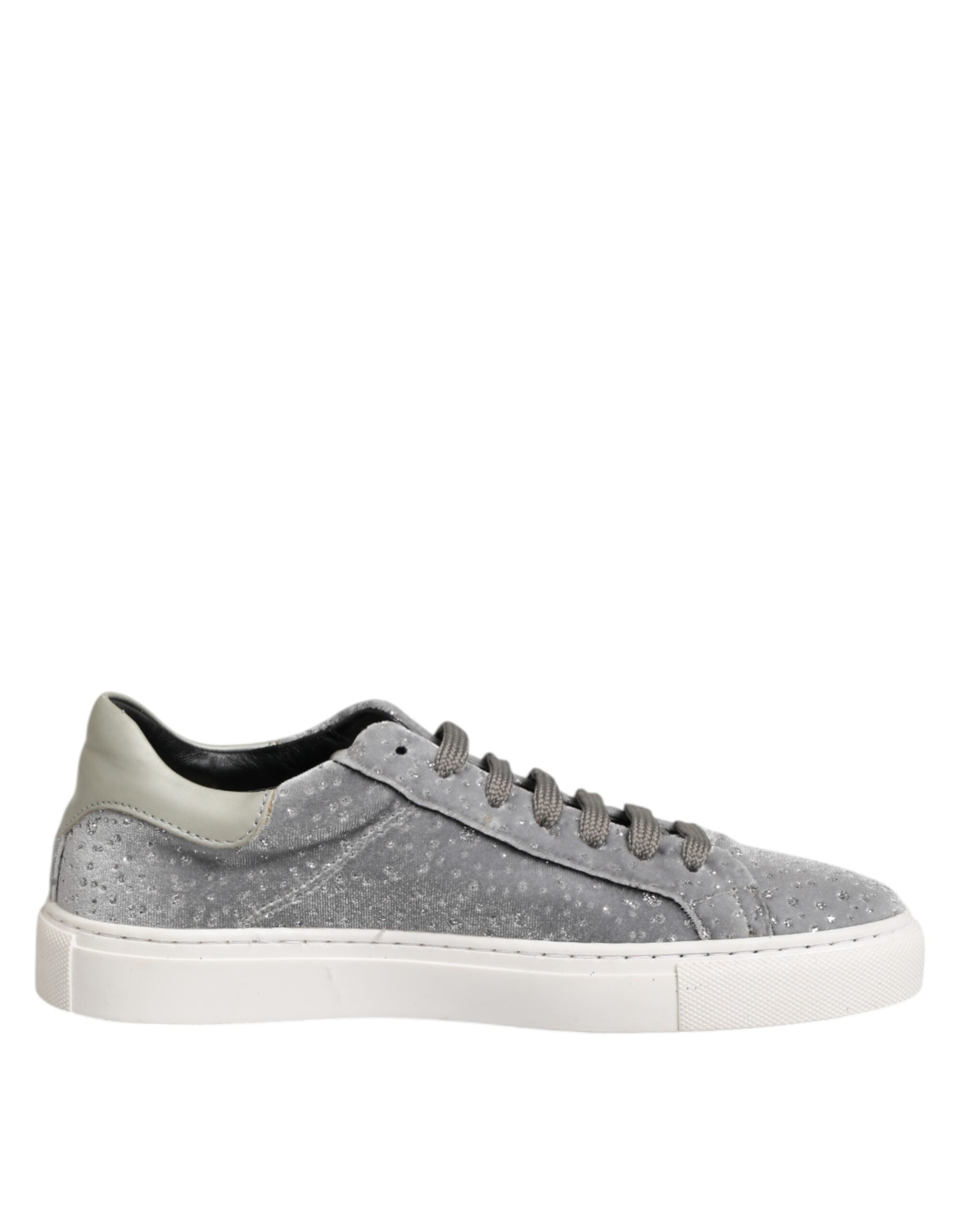Grå mocka låga sneakers med snörning