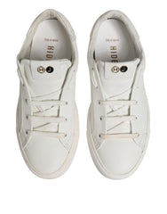 HIDE & JACK White Leather Low Top Lace Up Sneakers Shoes