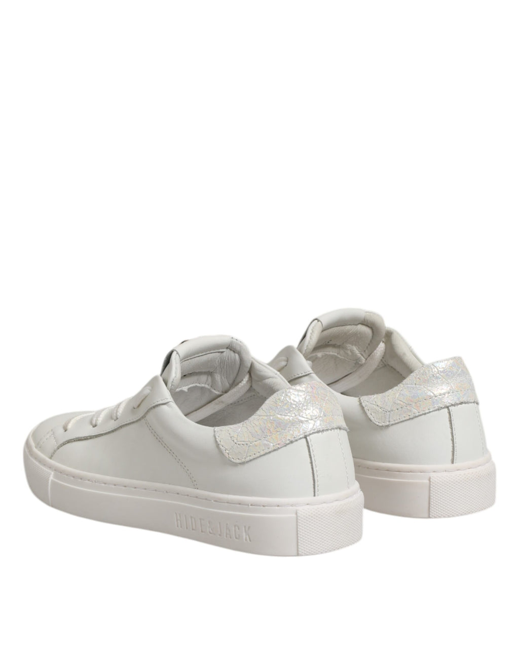 Hvite Lave Sneakers i Skinn med Snøring