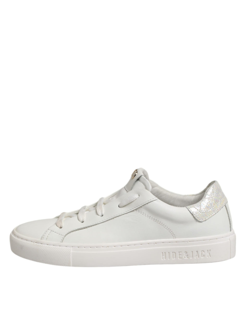 Hvite Lave Sneakers i Skinn med Snøring