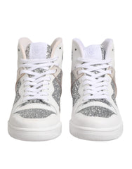 Chiara Ferragni White Silver High Top Women Sneakers Shoes