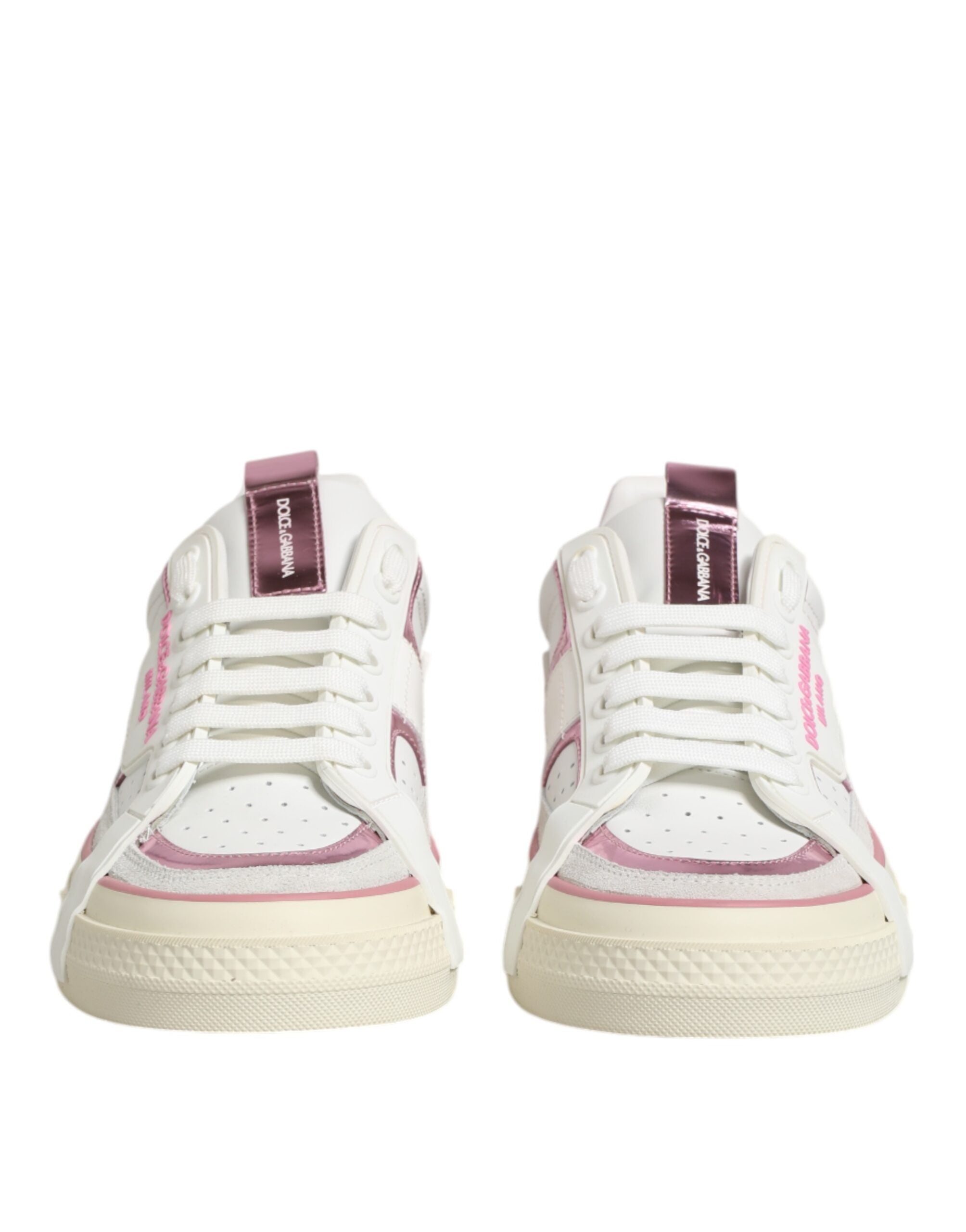 Vita låga sneakers i läder med DG-logotyp