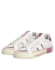 Dolce & Gabbana White Leather DG Logo Low Top Sneakers Shoes