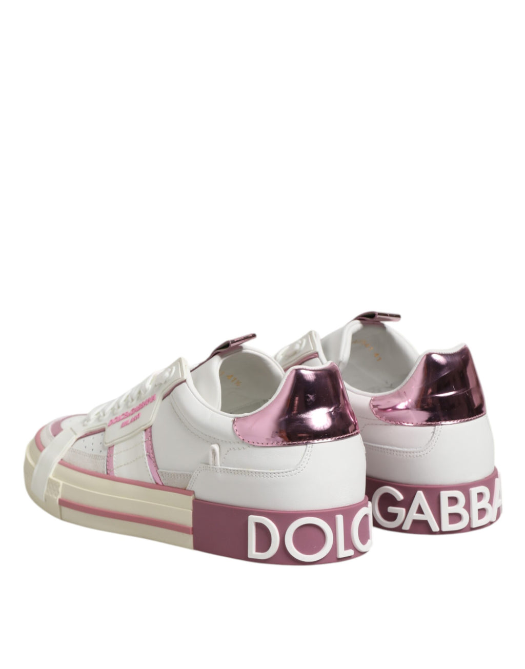 Vita låga sneakers i läder med DG-logotyp