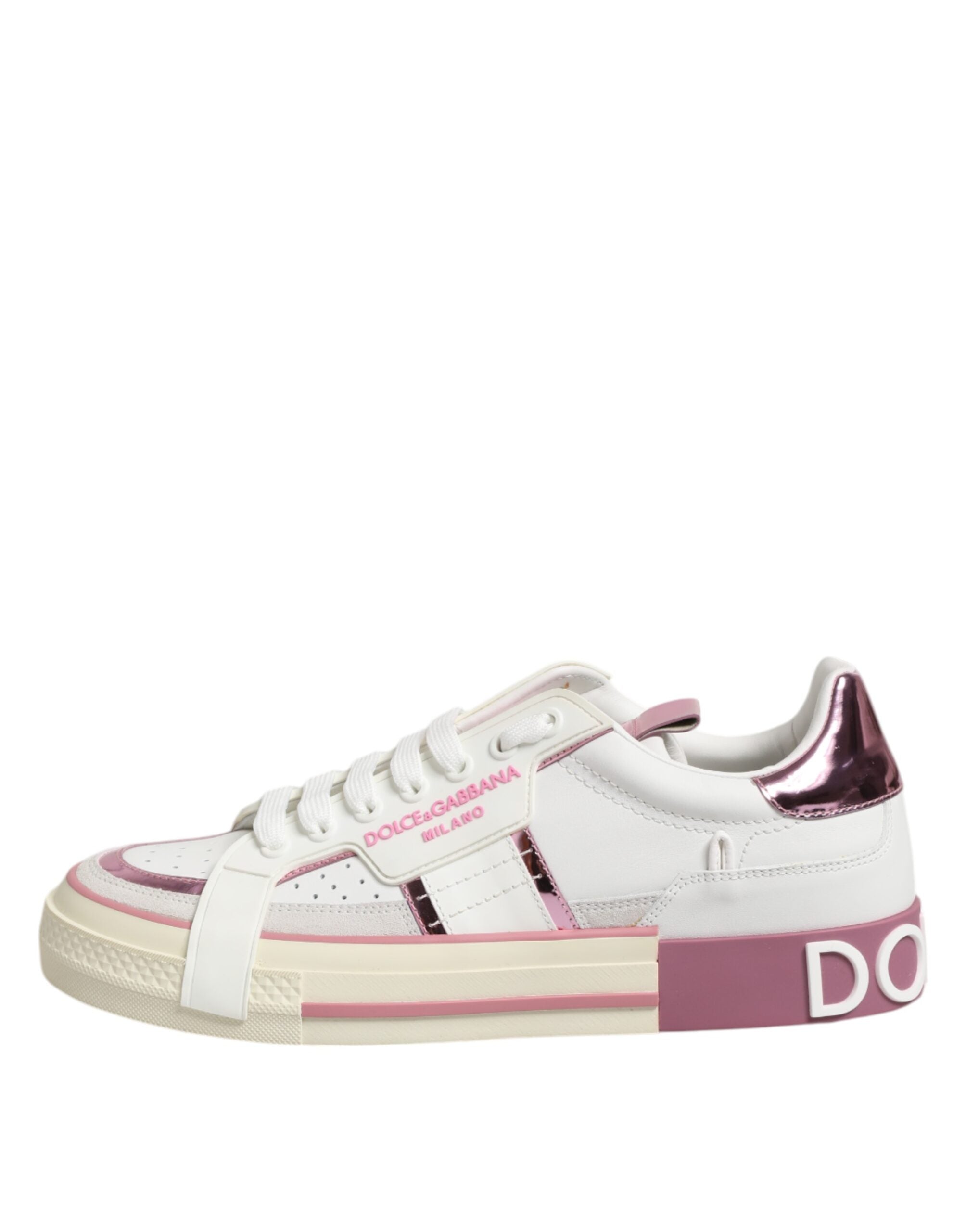 Vita låga sneakers i läder med DG-logotyp