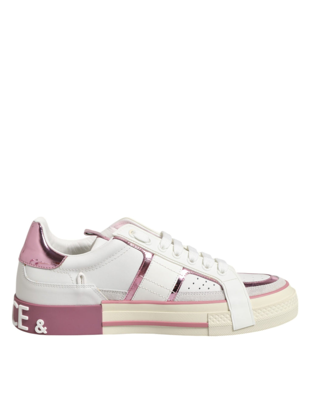 Vita låga sneakers i läder med DG-logotyp