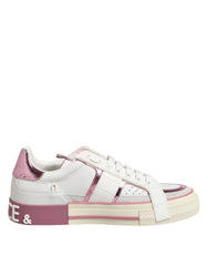 Dolce & Gabbana White Leather DG Logo Low Top Sneakers Shoes