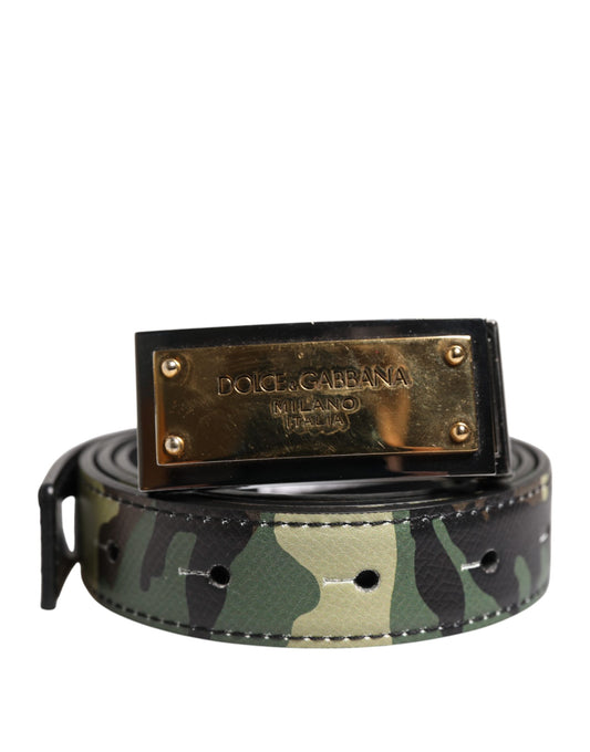 Dolce &amp; Gabbana Flerfärgat Kamouflage Metallbälte med Logotypspänne