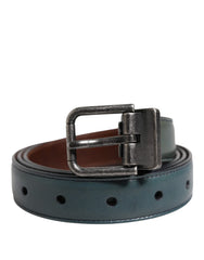 Dolce & Gabbana Green Classic Leather Metal Logo Buckle Belt