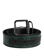 Dolce & Gabbana Green Black Polyester DG Logo Buckle Belt