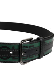 Dolce & Gabbana Green Black Polyester DG Logo Buckle Belt