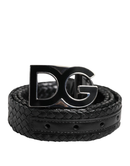 Dolce &amp; Gabbana svart klassiskt läderbälte med DG-logotyp och spänne