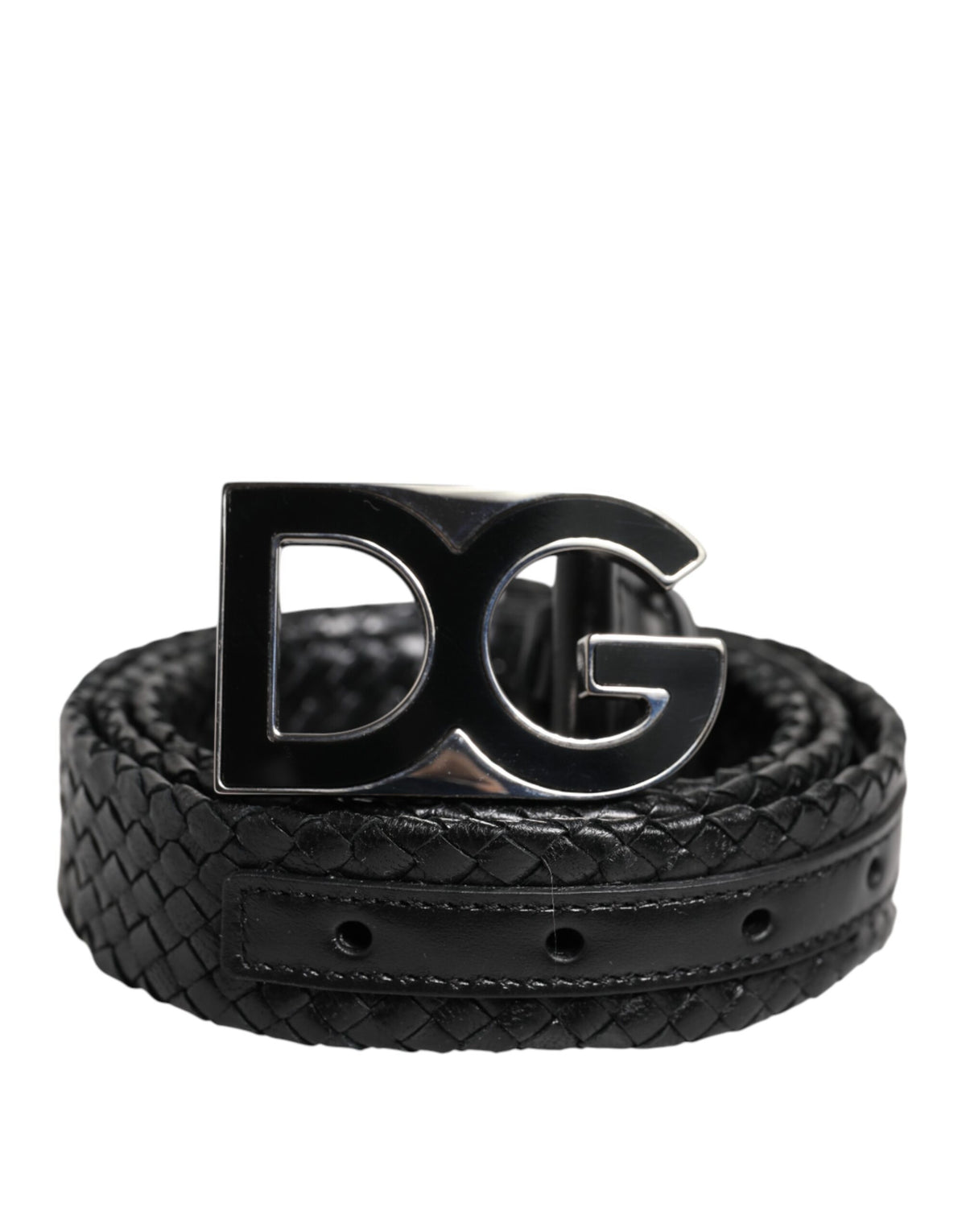 Dolce & Gabbana Black Classic Leather DG Logo Buckle Belt