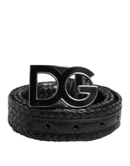 Dolce & Gabbana Black Classic Leather DG Logo Buckle Belt