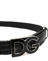 Dolce & Gabbana Black Classic Leather DG Logo Buckle Belt