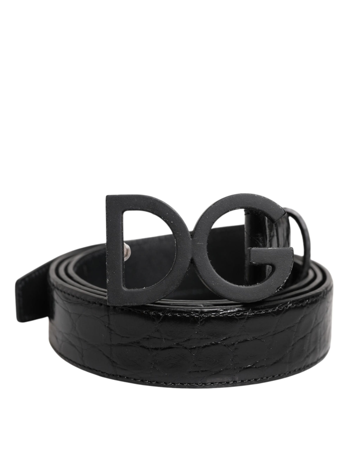 Dolce & Gabbana Black Leather Classic Metal DG Buckle Belt