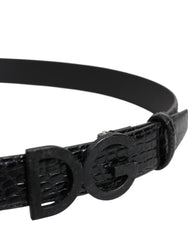 Dolce & Gabbana Black Leather Classic Metal DG Buckle Belt