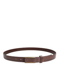 Dolce & Gabbana Brown Calf Leather Antique Buckle Belt