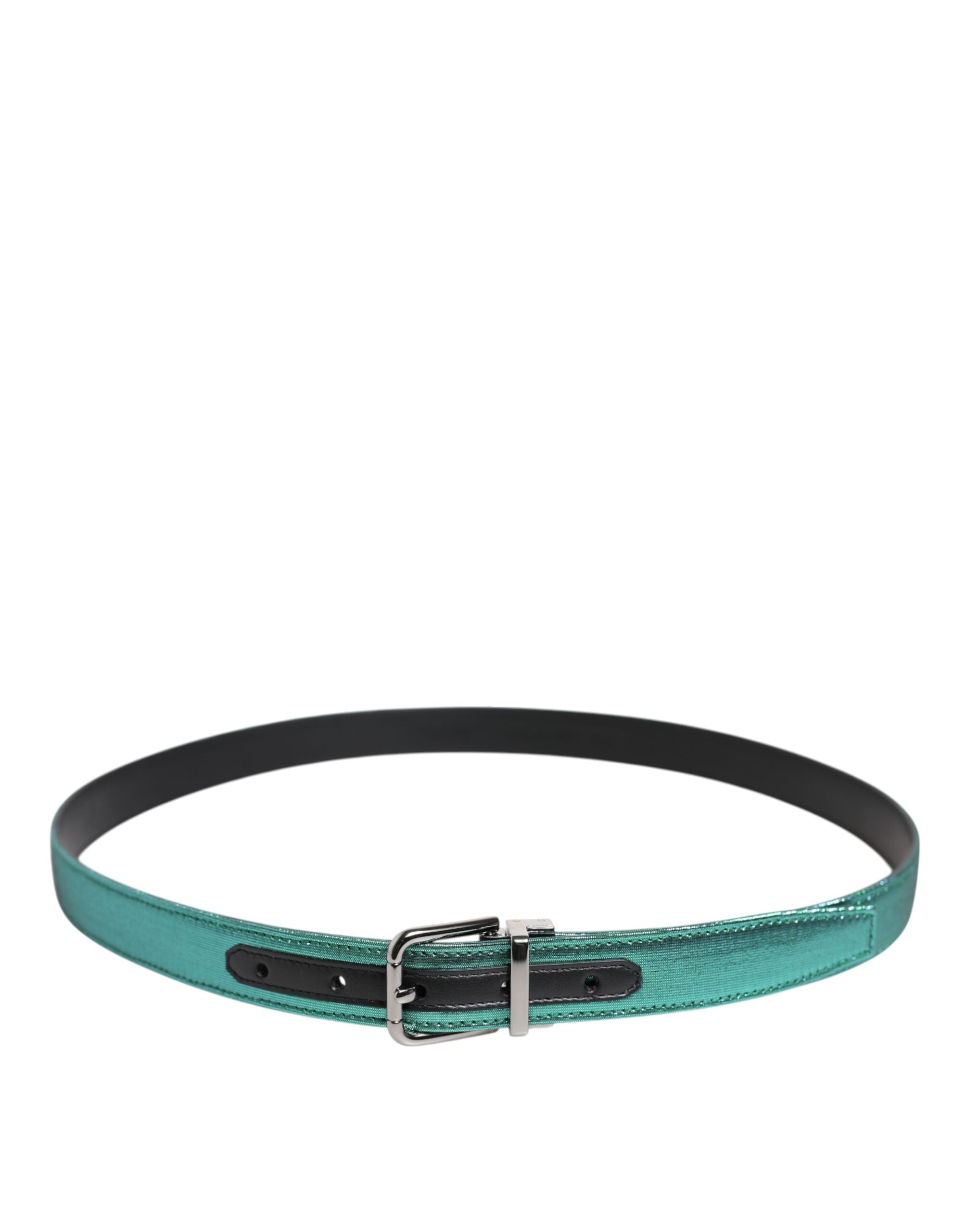Dolce & Gabbana Green Black Polyester Metal Buckle Belt