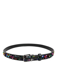 Dolce & Gabbana Black Sequin Embellished Metal Buckle Belt