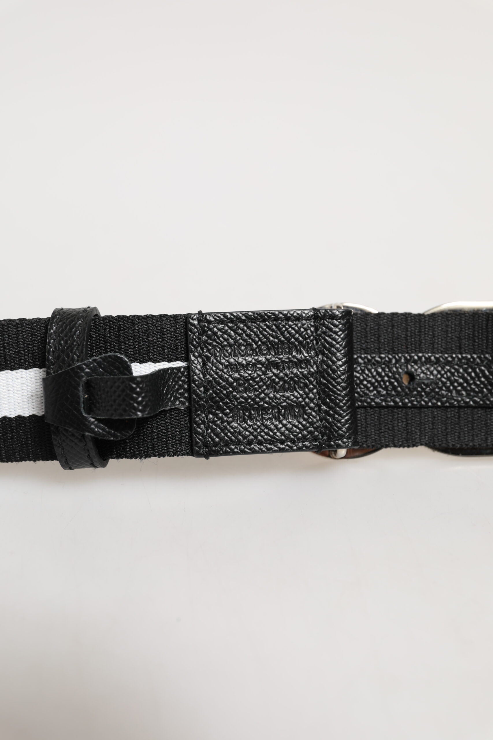 Dolce & Gabbana Black Cotton Gold Tone Metal DG Buckle Belt
