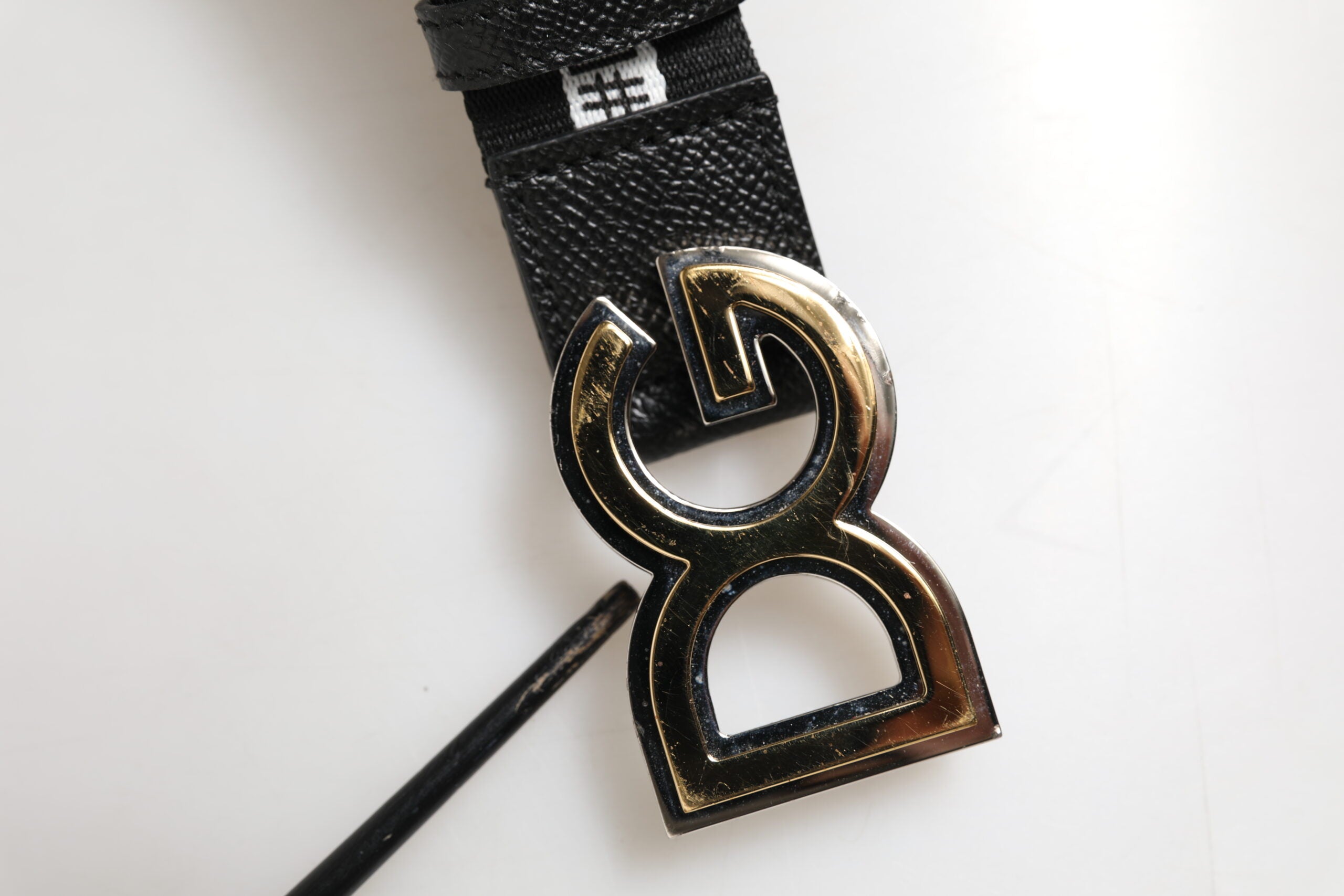 Dolce & Gabbana Black Cotton Gold Tone Metal DG Buckle Belt