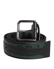 Dolce & Gabbana Green Black Polyester DG Logo Buckle Belt