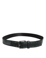 Dolce & Gabbana Green Black Polyester DG Logo Buckle Belt