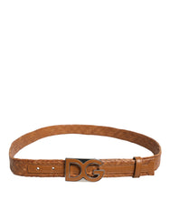 Dolce & Gabbana Brown Braided Metal DG Logo Buckle Belt