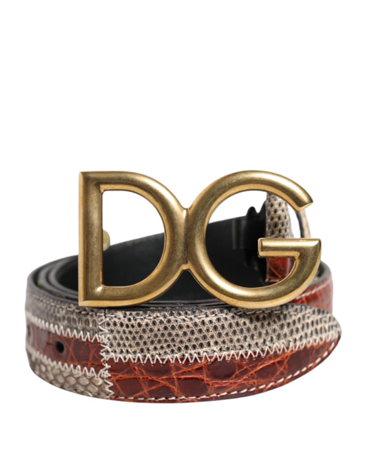 Dolce &amp; Gabbana Flerfärgat Exotiskt Läderbälte med DG-Logotypspänne