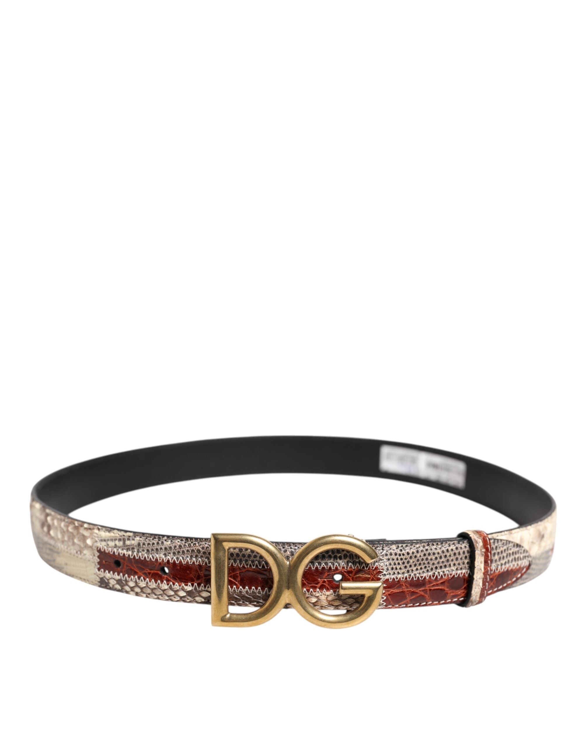 Dolce & Gabbana Multicolor Exotic Leather DG Logo Buckle Belt