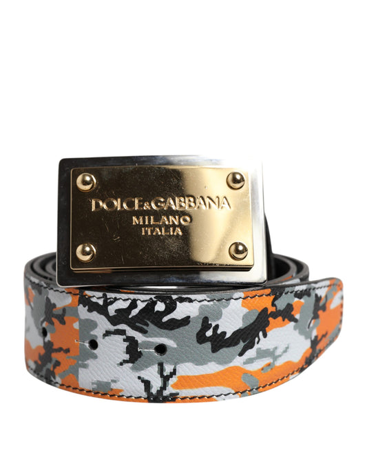 Dolce &amp; Gabbana Flerfärgat Kamouflage Metallbälte med Logotypspänne