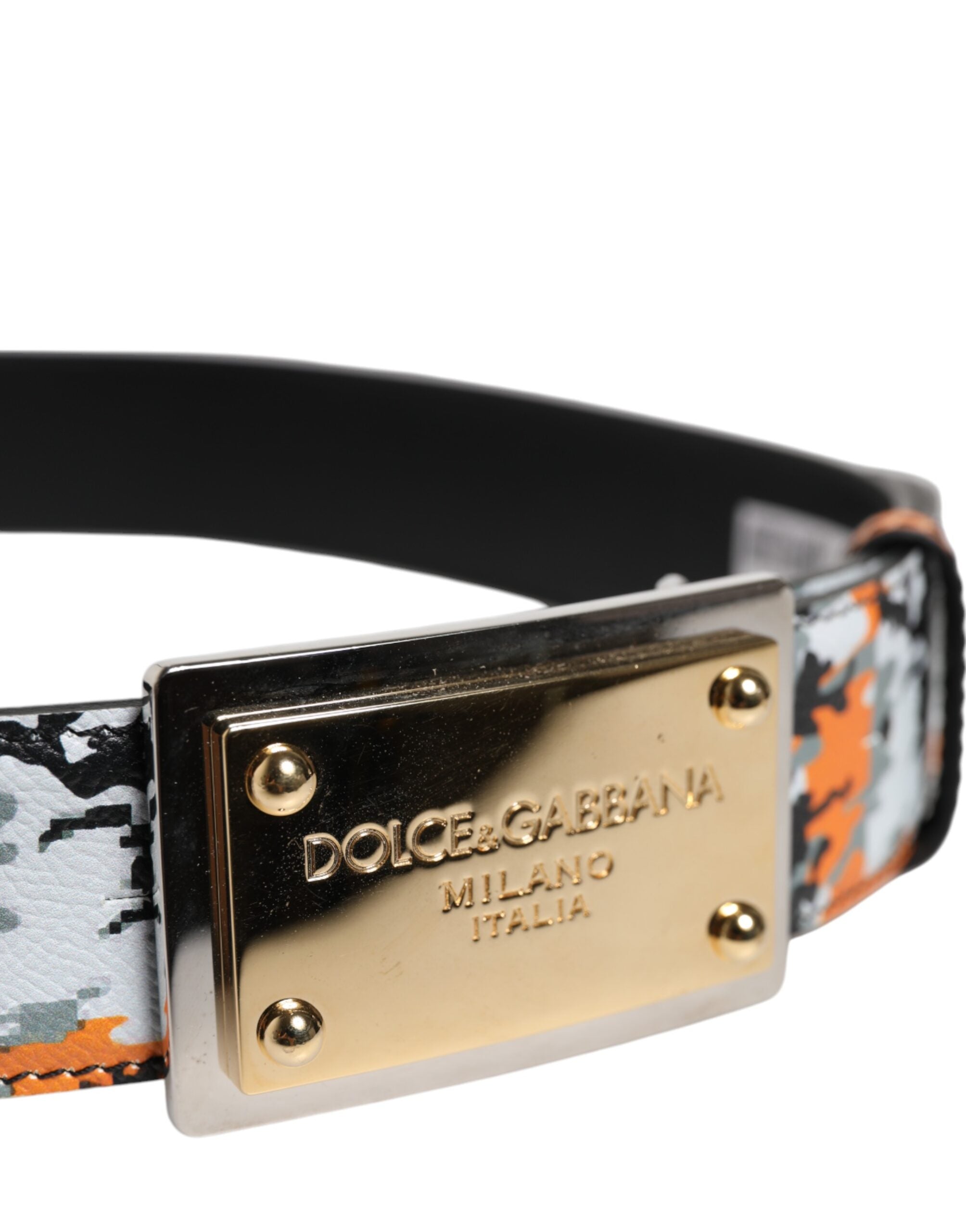 Dolce & Gabbana Multicolor Camouflage Metal Logo Buckle Belt