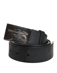 Dolce & Gabbana Black Leather Classic Metal Logo Buckle Belt