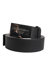 Dolce & Gabbana Black Leather Classic Metal Logo Buckle Belt