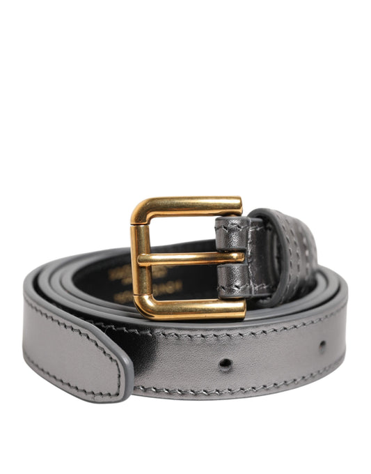 Dolce &amp; Gabbana Silverfärgad metallbälte med graverad logotyp och spänne i midjan