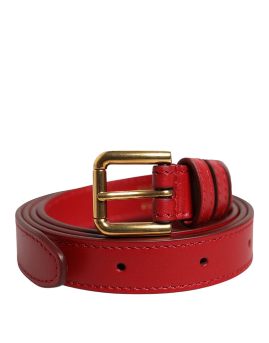 Dolce &amp; Gabbana Rött Logotyp Graverat Metallbälte med Spänne i Midjeband