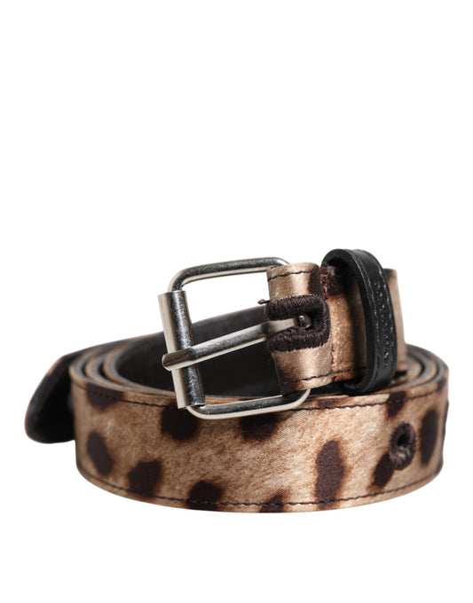 Dolce &amp; Gabbana Brunt Leopard Silver Metallspännesbälte