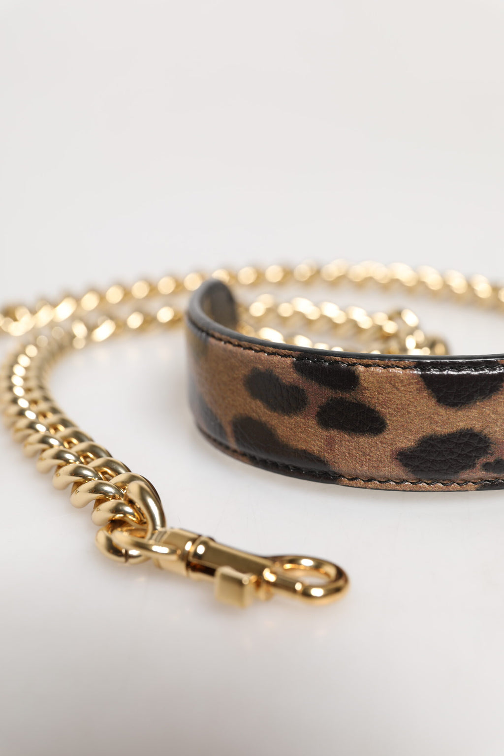 Brun leopard guld mässingskedja tillbehör axelrem