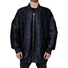 Dolce & Gabbana Dark Blue Quilted Full Zip Bomber Jacket