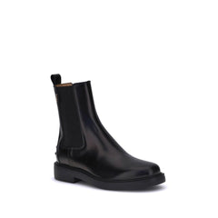 Tod's Black Calf Leather Bos Taurus Chelsea Boots