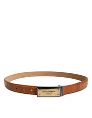 Dolce & Gabbana Browned Off Leather Gold DG Logo Buckle Belt