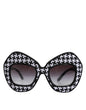 Dolce & Gabbana Black White PIED DE POULE Print Oversized Shades Sunglasses