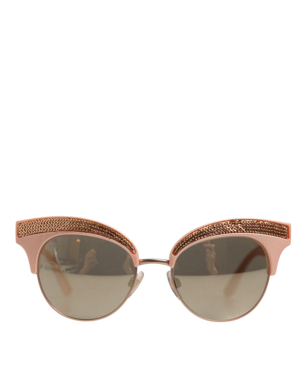 Rosaguldfärgade Cat Eye-solglasögon DG6109 med paljetter