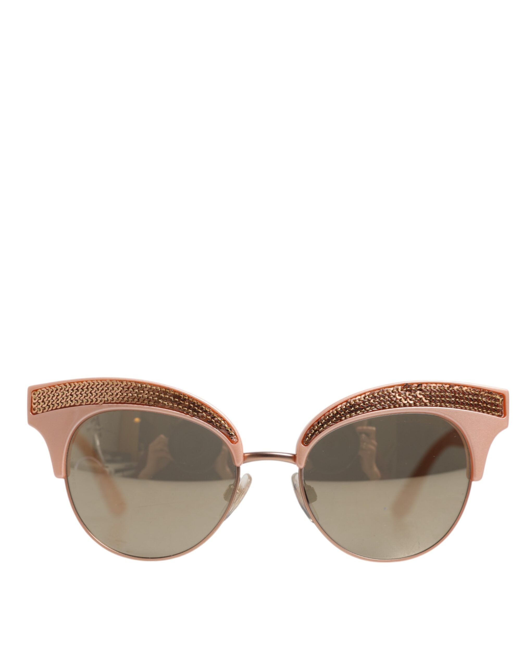 Rosaguldfärgade Cat Eye-solglasögon DG6109 med paljetter