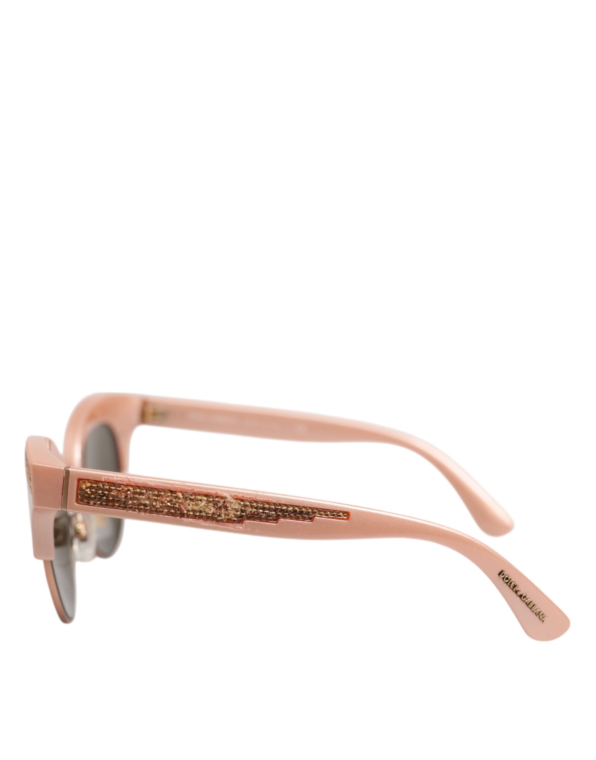 Rosaguldfärgade Cat Eye-solglasögon DG6109 med paljetter