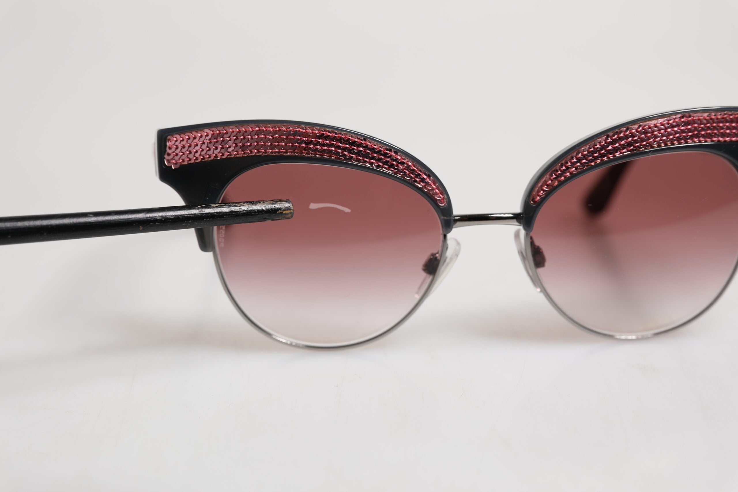 Svarta Rosa Spegelfärgade Cat Eye DG6109 Paljettglasögon
