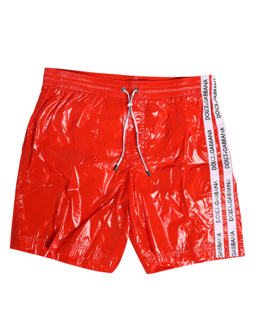 Röda badshorts med dragsko i nylon och badkläder