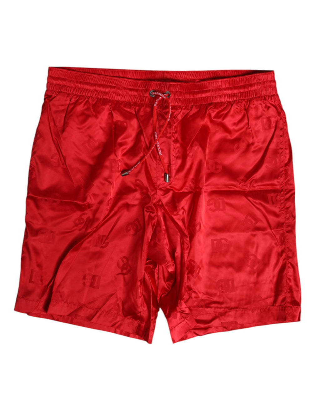 Röda badshorts med dragsko i nylon och badkläder